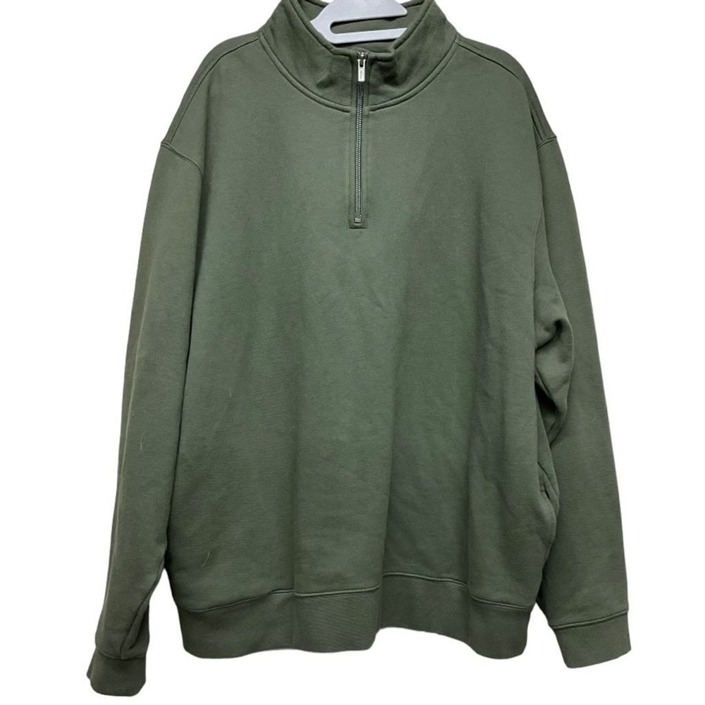 L.L. Bean Mens Size XL Green Quarter Zip Sweatshirt Jacket‎ Top Side Pockets